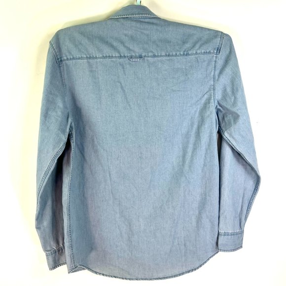 91 Denim Button Down Australian Shirt Mens Size M Blue Cotton Long Sleeve - Picture 5 of 8